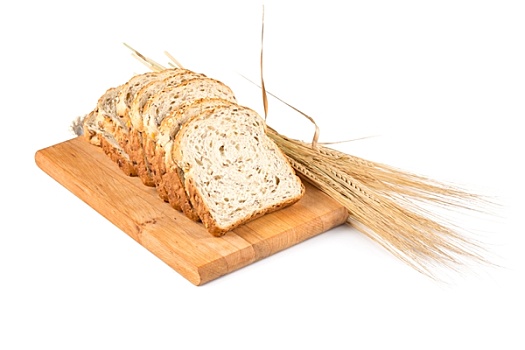 新鲜,面包,小麦,白色背景