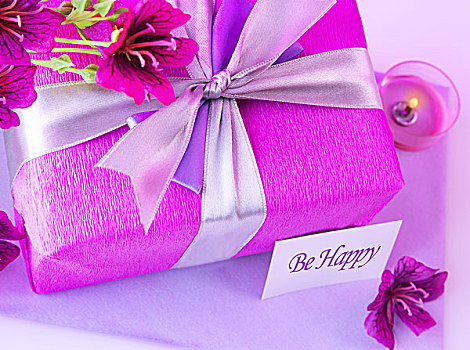 粉色,礼盒,花