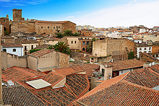卡塞雷斯,雄伟,俯视,城市,埃斯特雷马杜拉,西班牙