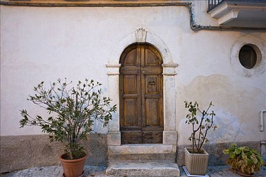门,花,装饰,意大利,欧洲