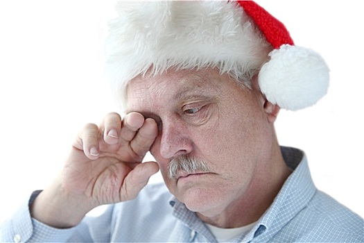 圣诞帽,疲倦,老人