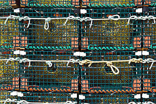 捕虾笼,港口,石头港,小,渔村,马萨诸塞,新英格兰,美国