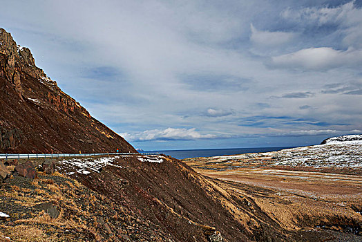冰岛,道路,东方,峡湾,阴天