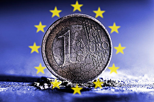 烧,1欧元,硬币,围绕,星,欧盟,象征,欧元,危机