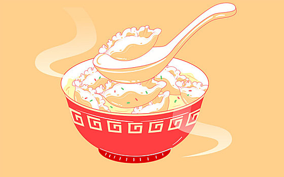 立冬吃餃子插畫(huà)冬至節(jié)氣春節(jié)美食國(guó)潮風(fēng)海報(bào)