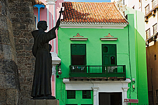 圣徒,雕塑,彩色,建筑,背景,哈瓦那,古巴