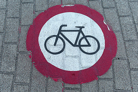 涂绘,禁止,标识,自行车,公路,梅克伦堡前波莫瑞州,德国,欧洲