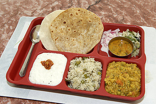素食主义,南,印度,米饭,凝块,蔬菜