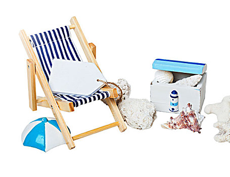 夏天,度假,海滩,折叠躺椅