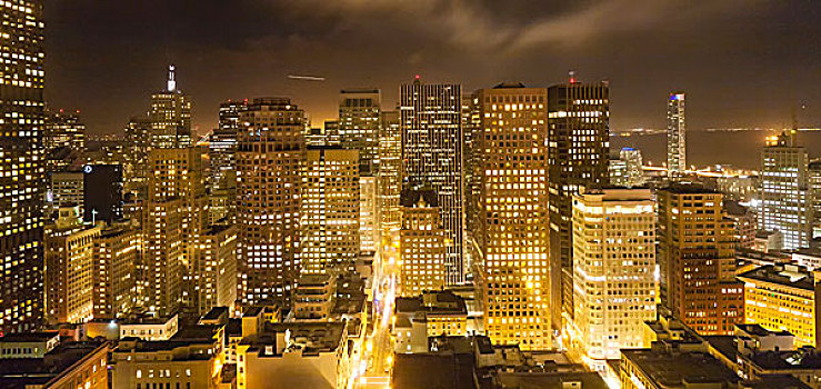 俯视,旧金山,夜晚