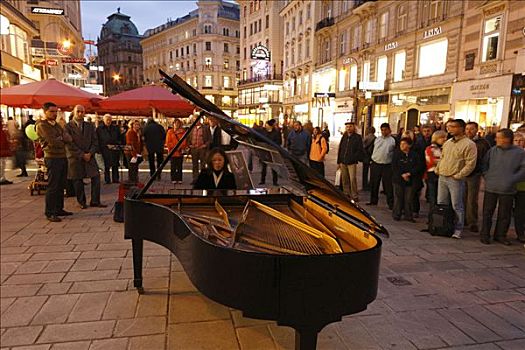 钢琴手,演奏,大钢琴,城市,维也纳,奥地利,欧洲