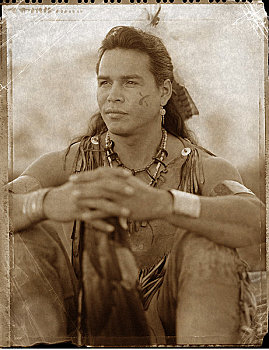 肖像,美洲印地安人,莫霍克,男人