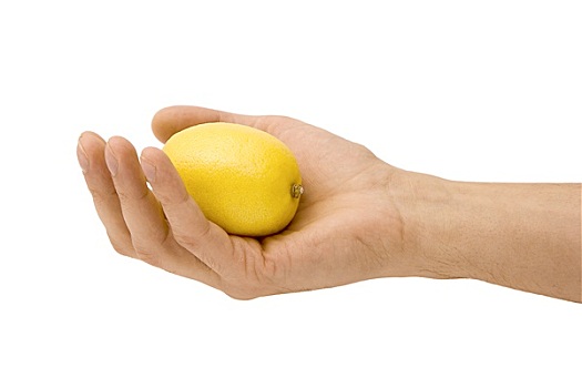 黄色,柠檬,手