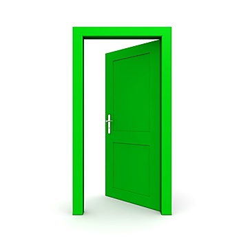 打开,一个,绿色,门
