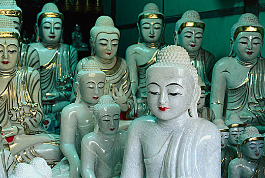 缅甸,曼德勒,大理石,佛,小雕像,展示,路边
