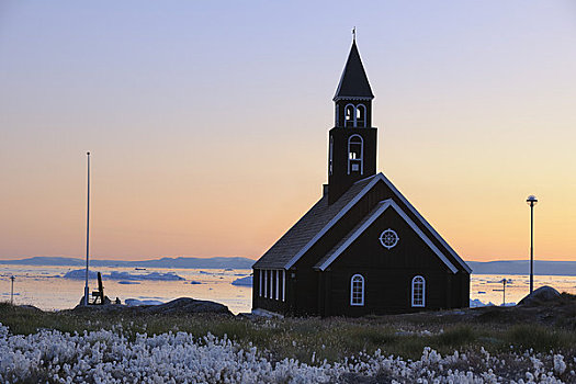 锡安山,教堂,伊路利萨特,伊路利萨特冰湾,迪斯科湾,格陵兰