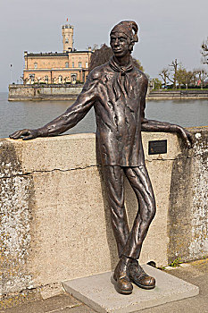 铜像,著名,康士坦茨湖,斯瓦比亚,巴登符腾堡,德国,欧洲