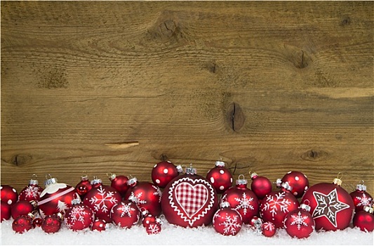 圣诞节,背景,木头,装饰,红色,球,雪