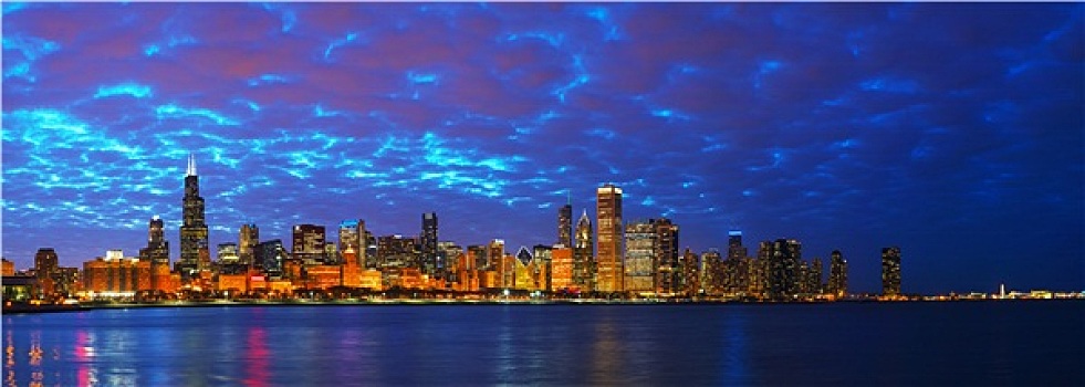 芝加哥,市区,城市,全景