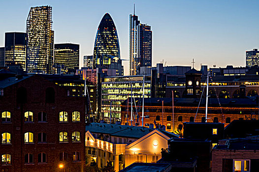 现代建筑,港口,黄昏,伦敦,英格兰,英国