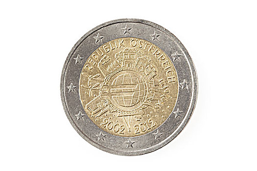 奥地利,两个,欧元硬币