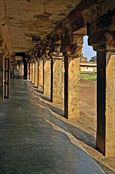柱廊,印度教,庙宇,坦贾武尔,泰米尔纳德邦,印度