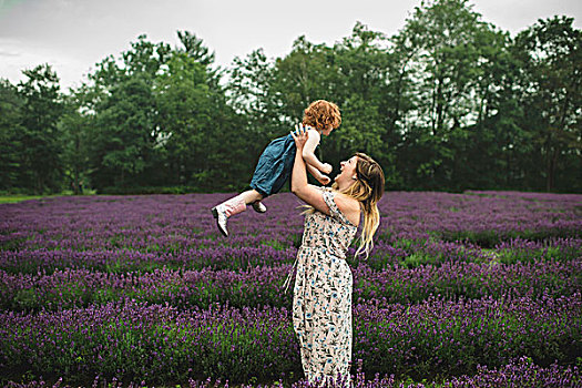 母女,薰衣草种植区,加拿大