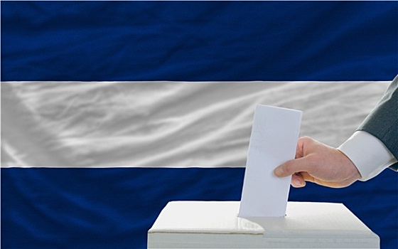 男人,投票,选举,尼加拉瓜,正面,旗帜