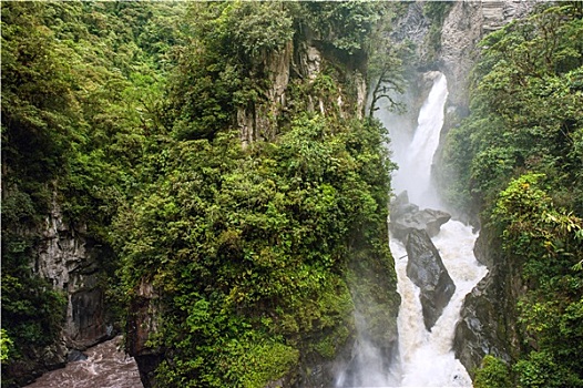 山,河,瀑布,安第斯山,厄瓜多尔