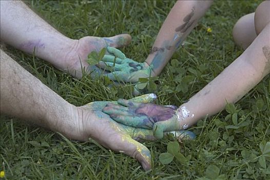 涂绘,脏,手,手指,彩色