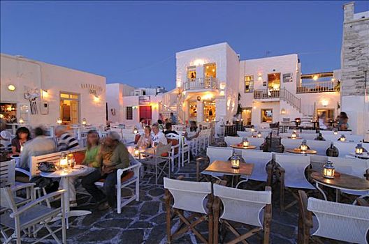 酒馆,夜晚,帕罗斯岛,基克拉迪群岛,希腊,欧洲