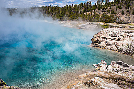 黄石公园火山口湖及湖岸