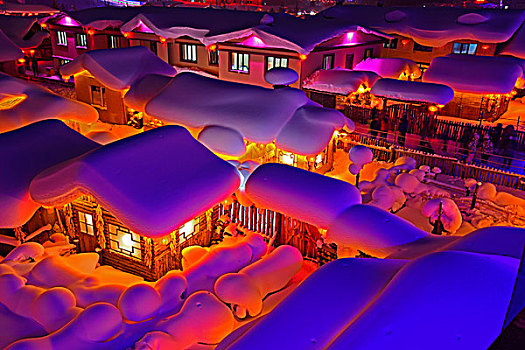 童话世界,中国雪乡,夜景