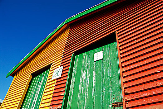 彩色,海滩小屋,海滩,开普敦,西海角,省,南非
