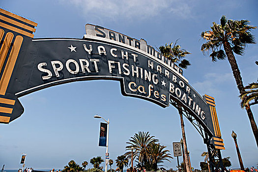 拱形,标识,圣莫尼卡码头,洛杉矶,加利福尼亚,美国,北美