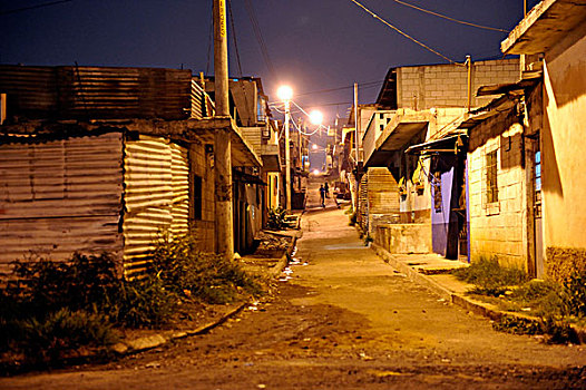贫民窟,夜晚,危地马拉城,危地马拉,中美洲