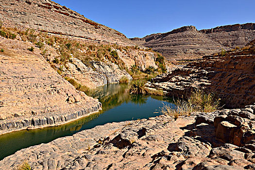 水,峡谷,阿杰尔高原,国家公园,阿尔及利亚,非洲