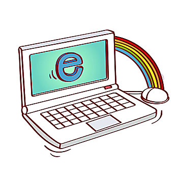 互联网,标识,笔记本电脑,彩虹,背景