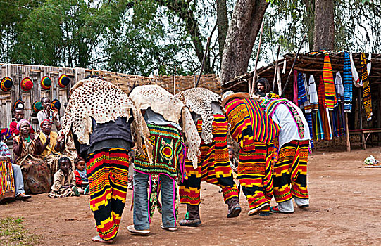 埃塞俄比亚,格穆戈法,奥莫,部落,乡村,传统舞蹈,彩色,服饰,部族,歌曲,中心