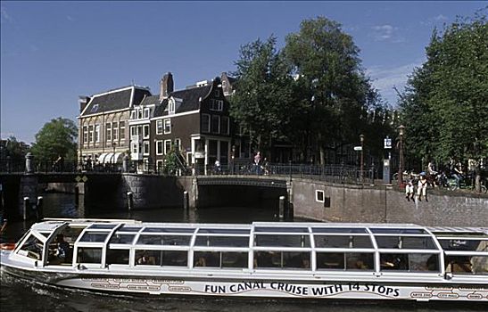 游船,运河,阿姆斯特丹,荷兰