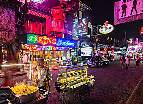 步行街,摊贩,夜生活,酒吧,霓虹灯,芭提雅,省,泰国,亚洲
