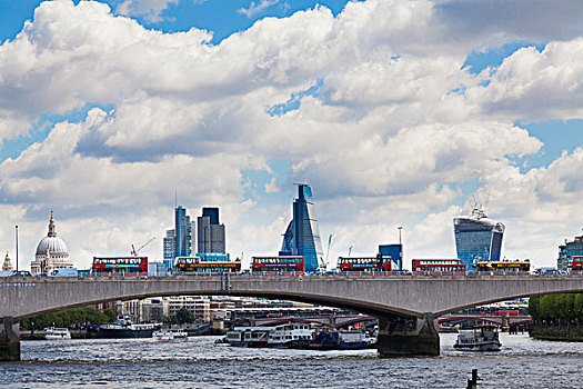 红色,伦敦,巴士,滑铁卢桥