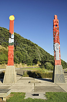 雕刻,海滩,靠近,湾,许多,北岛,新西兰