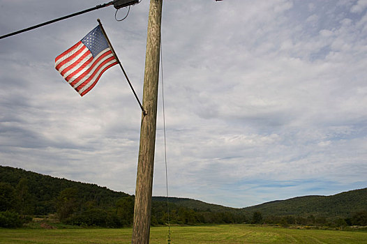 美国国旗,电线杆,地点,靠近,纽约,美国