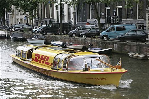 快递,运河,船,阿姆斯特丹,荷兰,欧洲