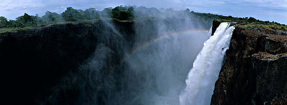 非洲,赞比亚,莫西奥图尼亚国家公园,彩虹,赞比西河,上方,瀑布,维多利亚瀑布