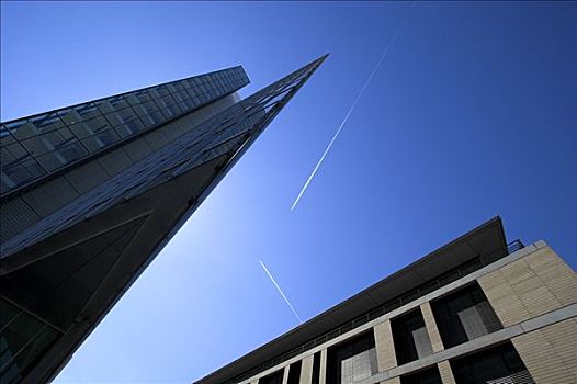 现代,玻璃,摩天大楼,巴黎,斯图加特,巴登符腾堡,德国