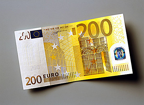 200欧元,欧洲货币,货币,灰色背景
