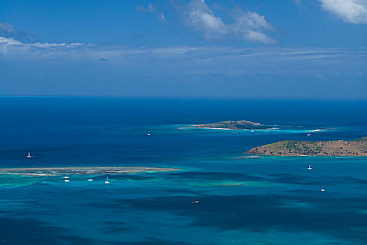英属维京群岛,维京果岛,北方,声音,俯视图,山