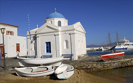 希腊,基克拉迪群岛,米克诺斯岛,城市,教堂